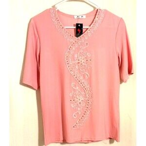 pink blouse with sequence New- Jin li